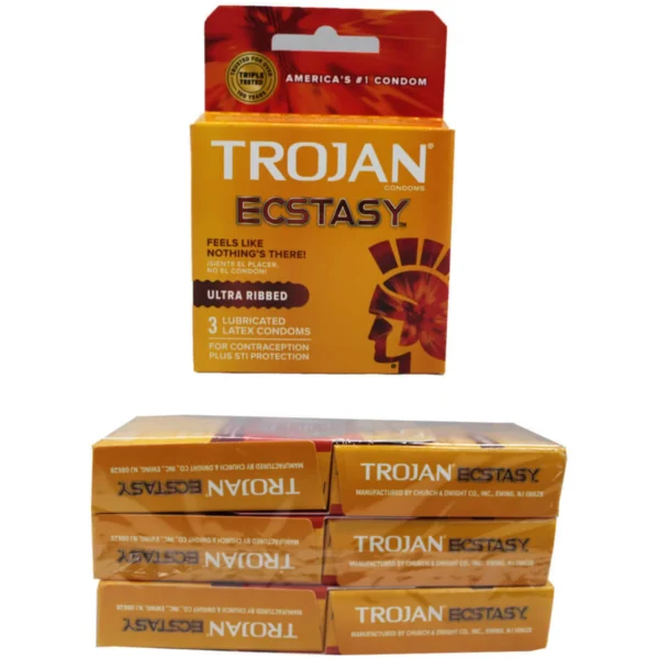 Trojan Ectasy Ultra Ribbed 6 Pack of 3 - Image 2